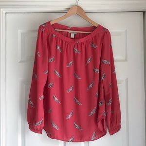 LOFT Coral Peacock Blouse